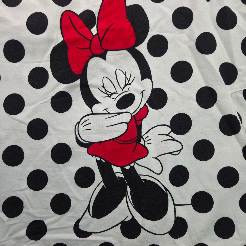 Disney Minnie Mouse Scrub Top Womens 2XL White Cotton Polka Dot SS Work
